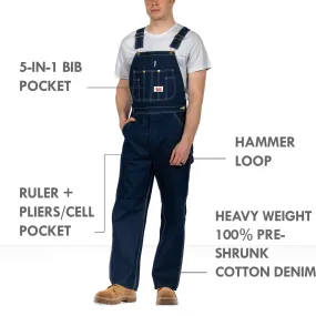 #966/#980 Made in USA Zipper Fly Blue Denim Bib Overalls