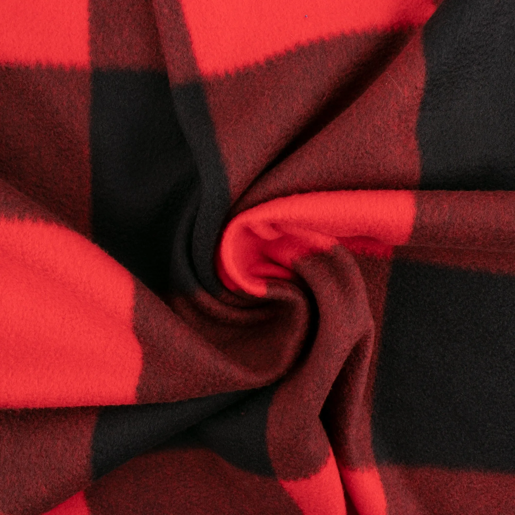 Anti-Pill Fleece Print - OUTBACK - Buffalo plaid - Red