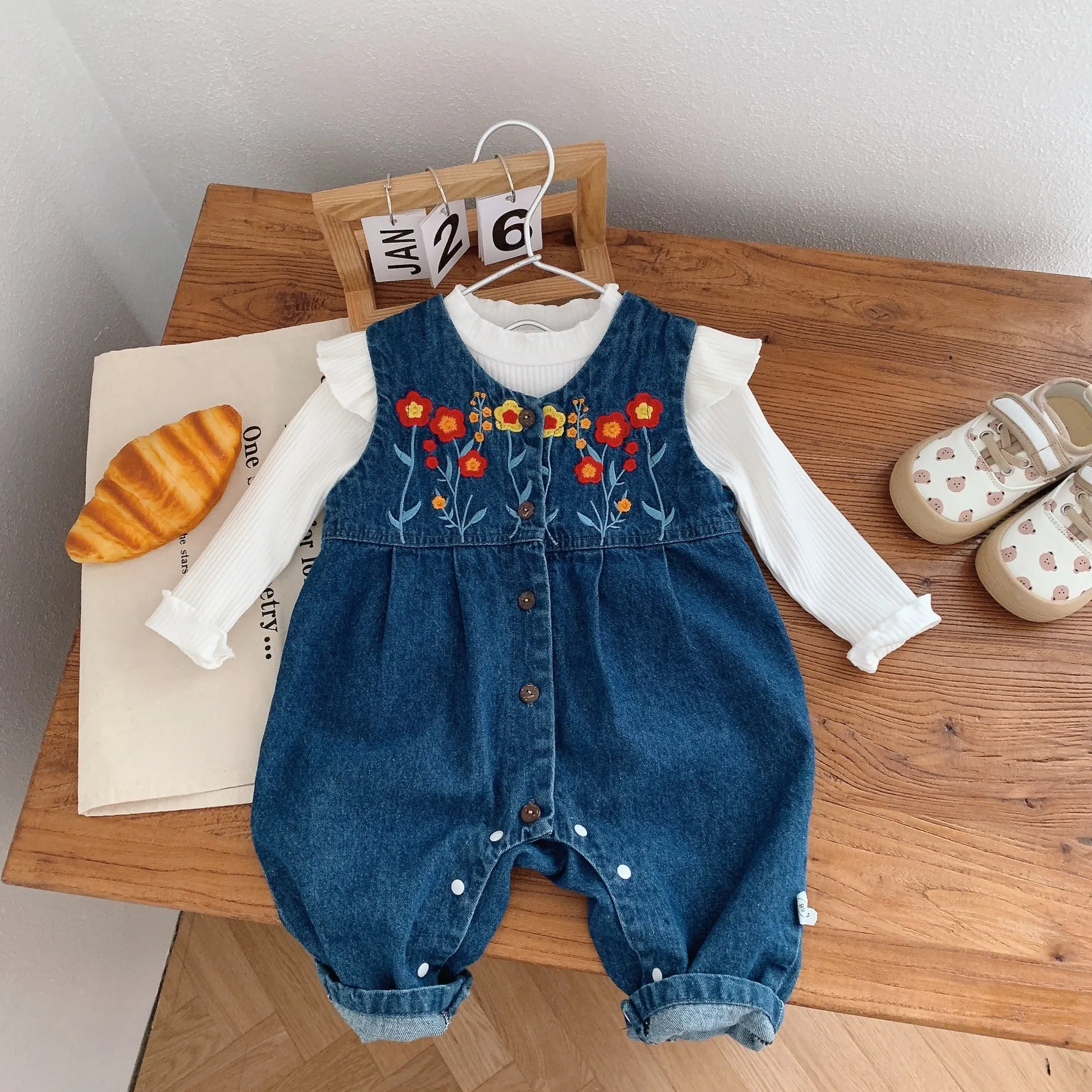 Baby Girl All In One Denim Jumpsuit