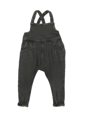 Black Denim Terry Baby Overalls