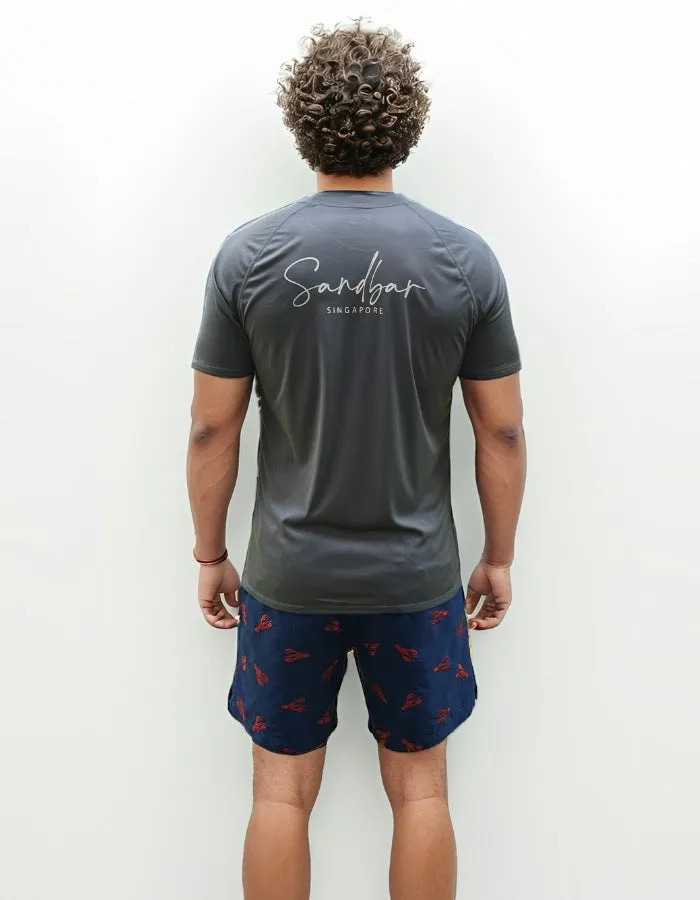 Charcoal Grey Short Sleeved Mens Rash Guard