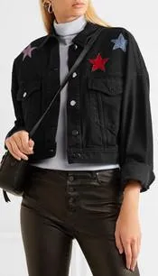 Cropped Embellished Denim Jacket