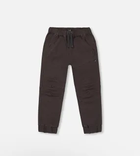 Deux Par Deux Streched Twill Jogger Pants- Ebony Grey