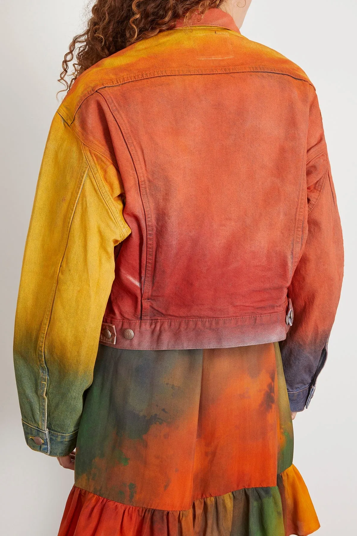 Eli Boxy Trucker Jacket in Multicolor Spray Dye