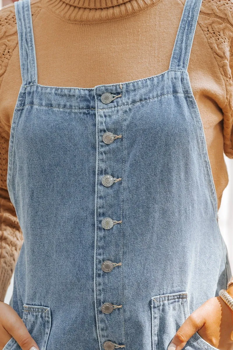 Georgia Wide Leg Denim Overalls