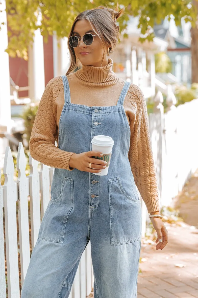 Georgia Wide Leg Denim Overalls