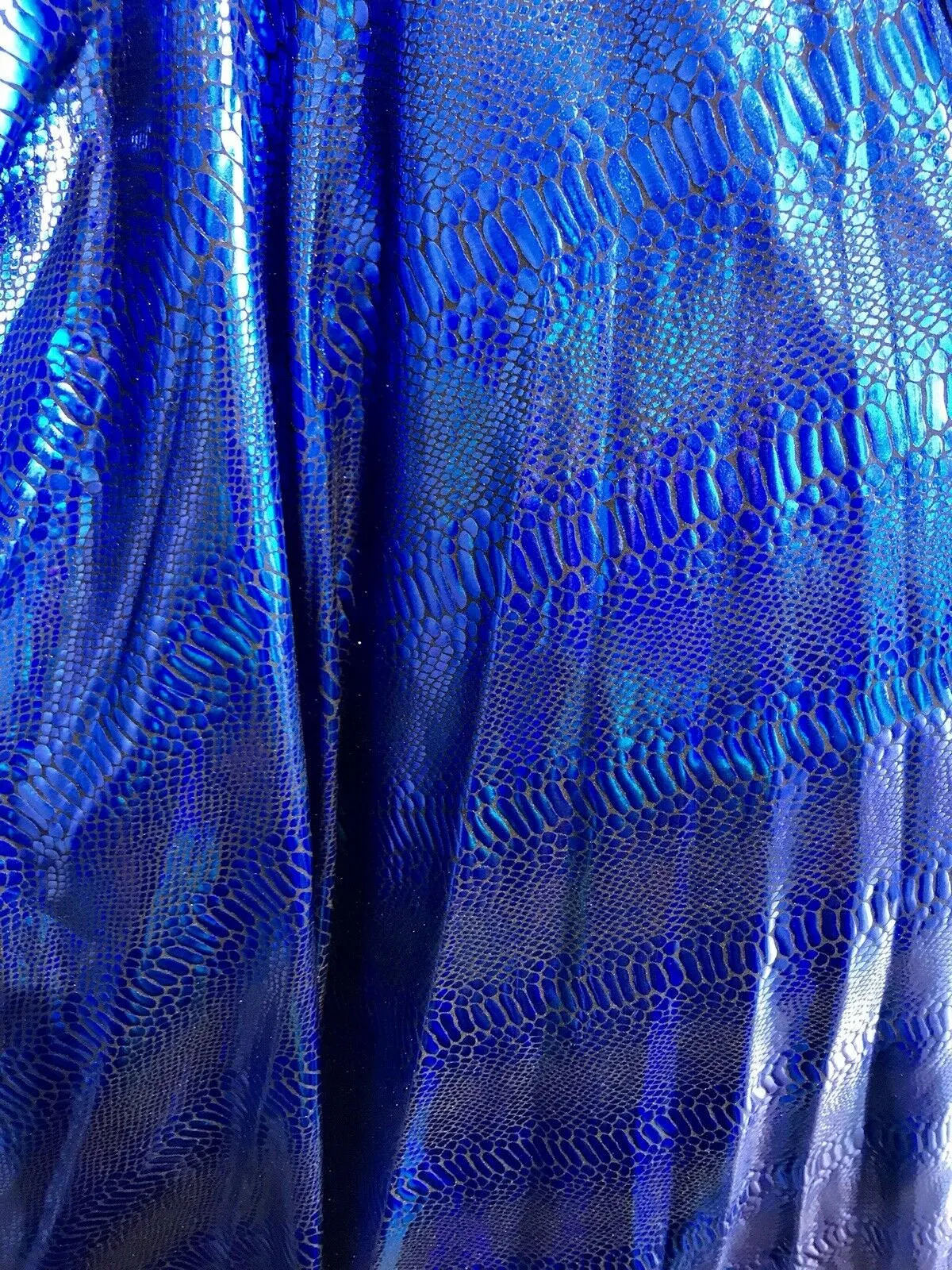 Iridescent snake skin print on a nylon 2 way stretch spandex lycra-cast play-fashion-sold by the yard-free shipping in the usa.