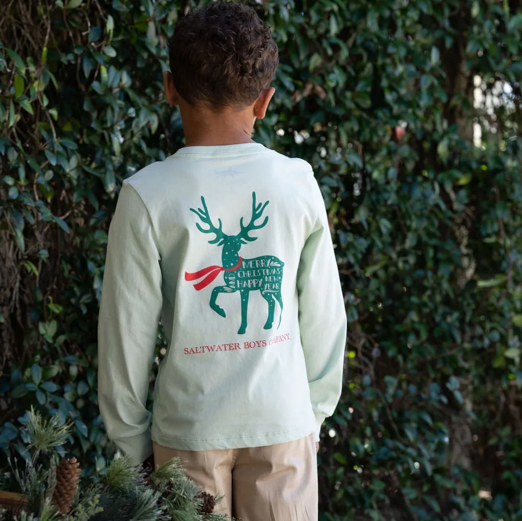 Long Sleeve Christmas Deer Graphic Tee