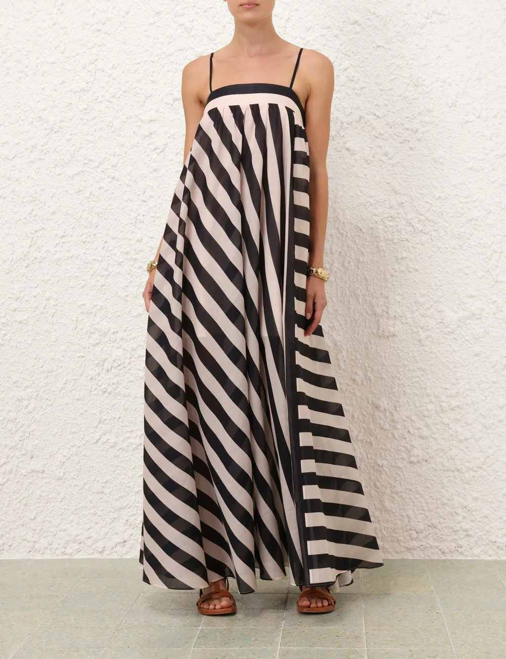 Maxine Stripe Maxi Dress in Black/Cream Stripe