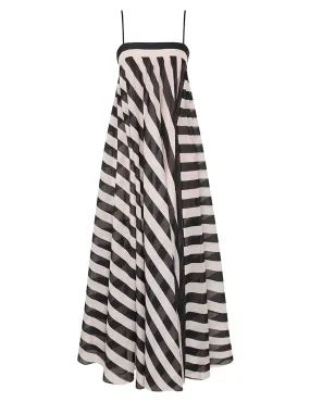 Maxine Stripe Maxi Dress in Black/Cream Stripe