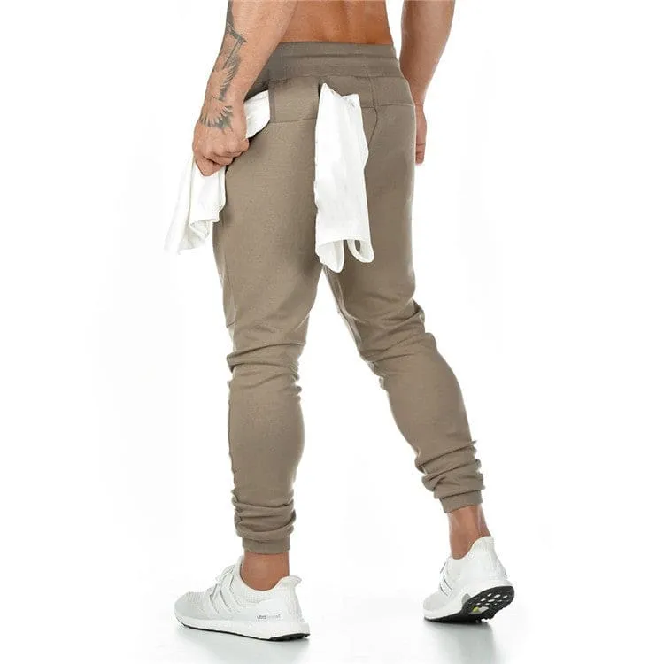 Men Multi-Pocket Drawstring Waist Jogger Sports Pants with Towel Loop