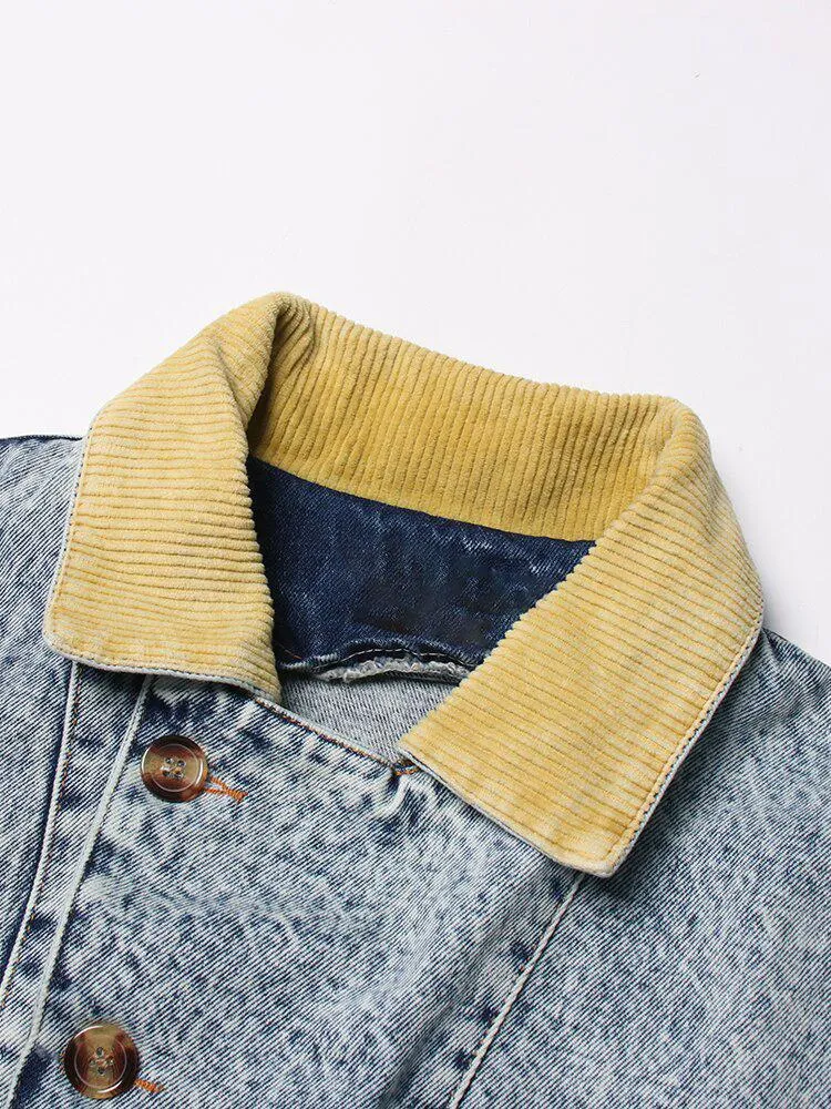 Mid Wash Patchwork Denim Jacket