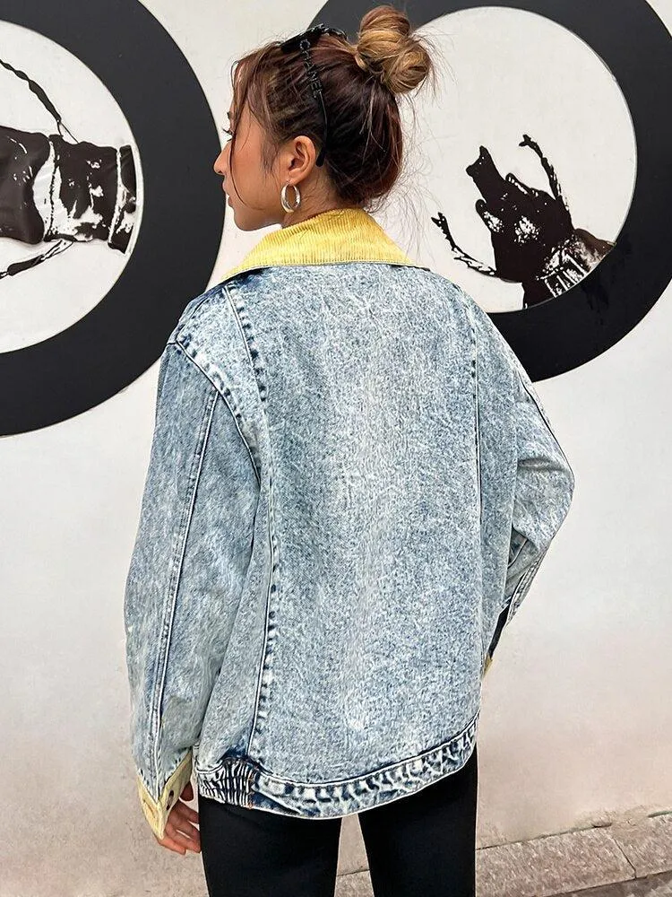 Mid Wash Patchwork Denim Jacket