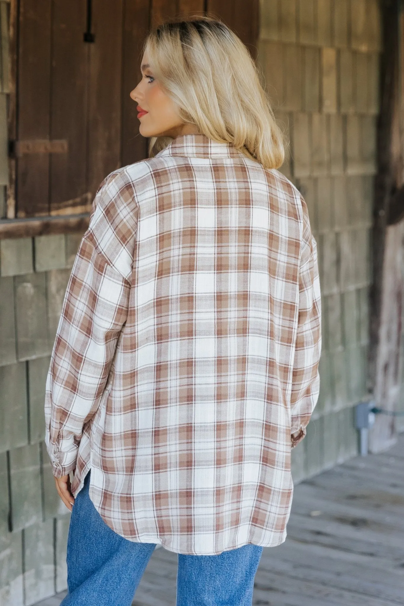 Mocha Plaid Flannel Button Down Shirt - FINAL SALE