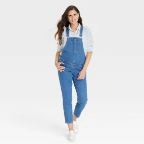 New - Denim Overalls Maternity Jumpsuit - Isabel Maternity by Ingrid & Isabel Medium Wash 12