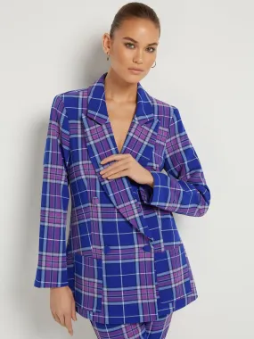 Petite Plaid Double-Breasted Blazer