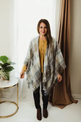 Plaid Fringe Shawl