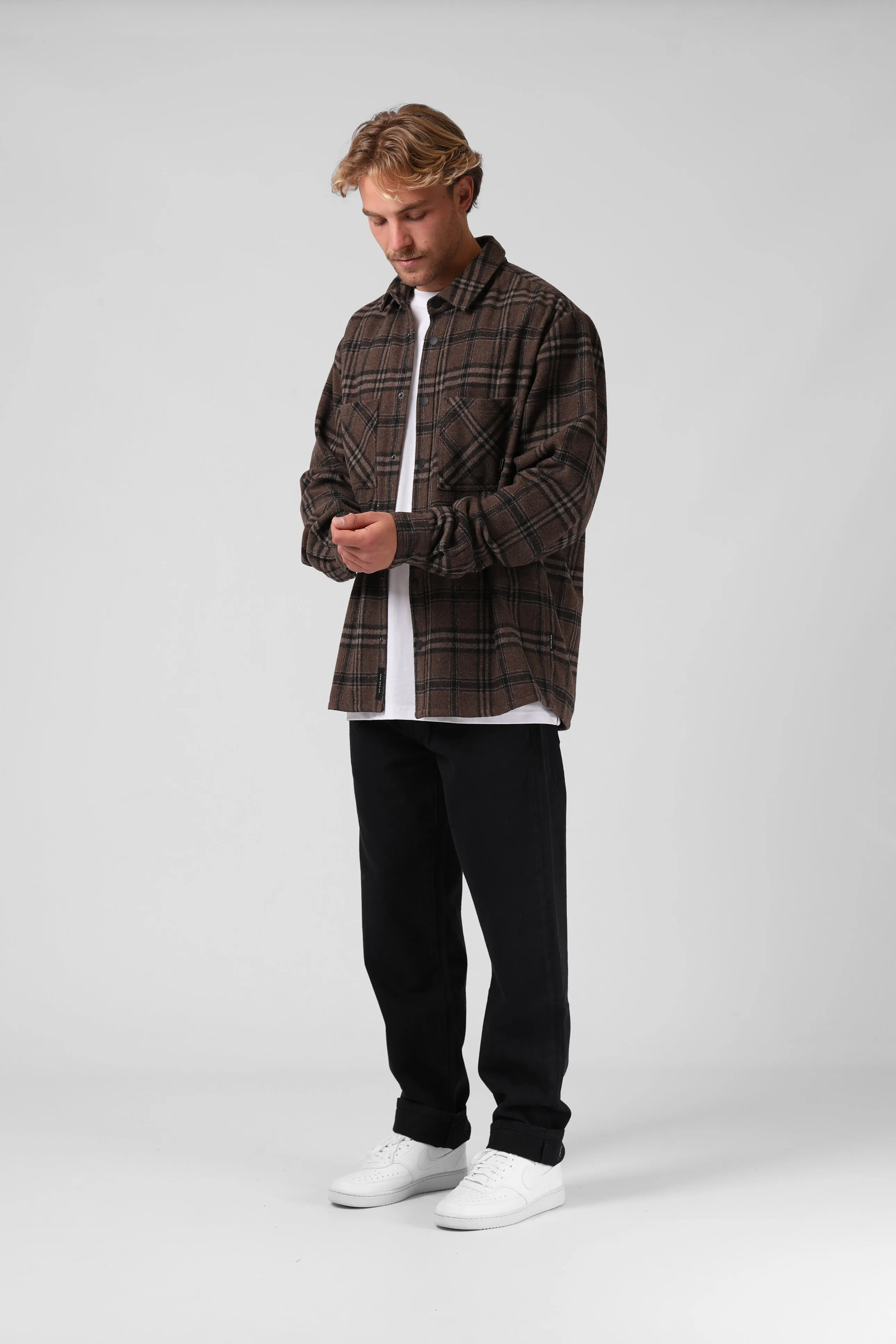 Plaid Shacket - Brown/Black Plaid