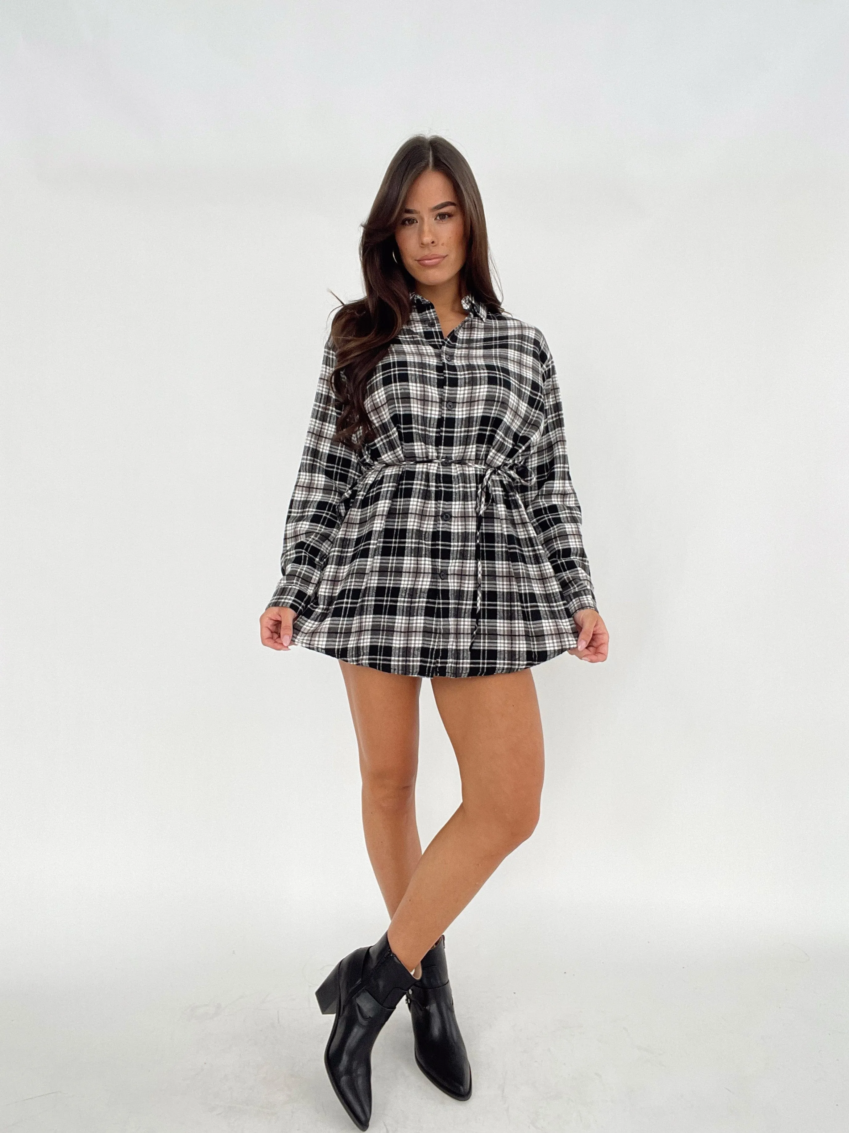 Plaid Shirt Romper