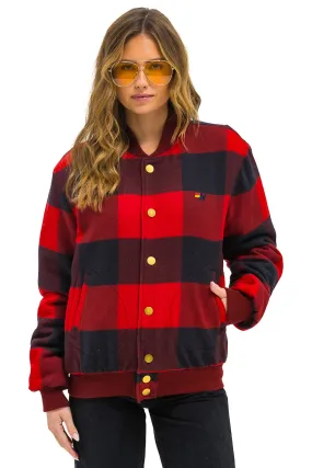 PLAID UNISEX VARSITY JACKET - BUFFALO PLAID