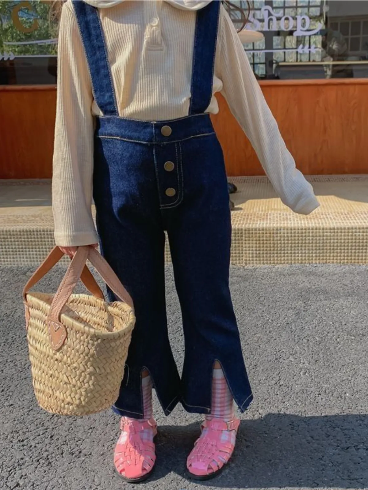 Playfully Chic Dark Blue Denim Overalls