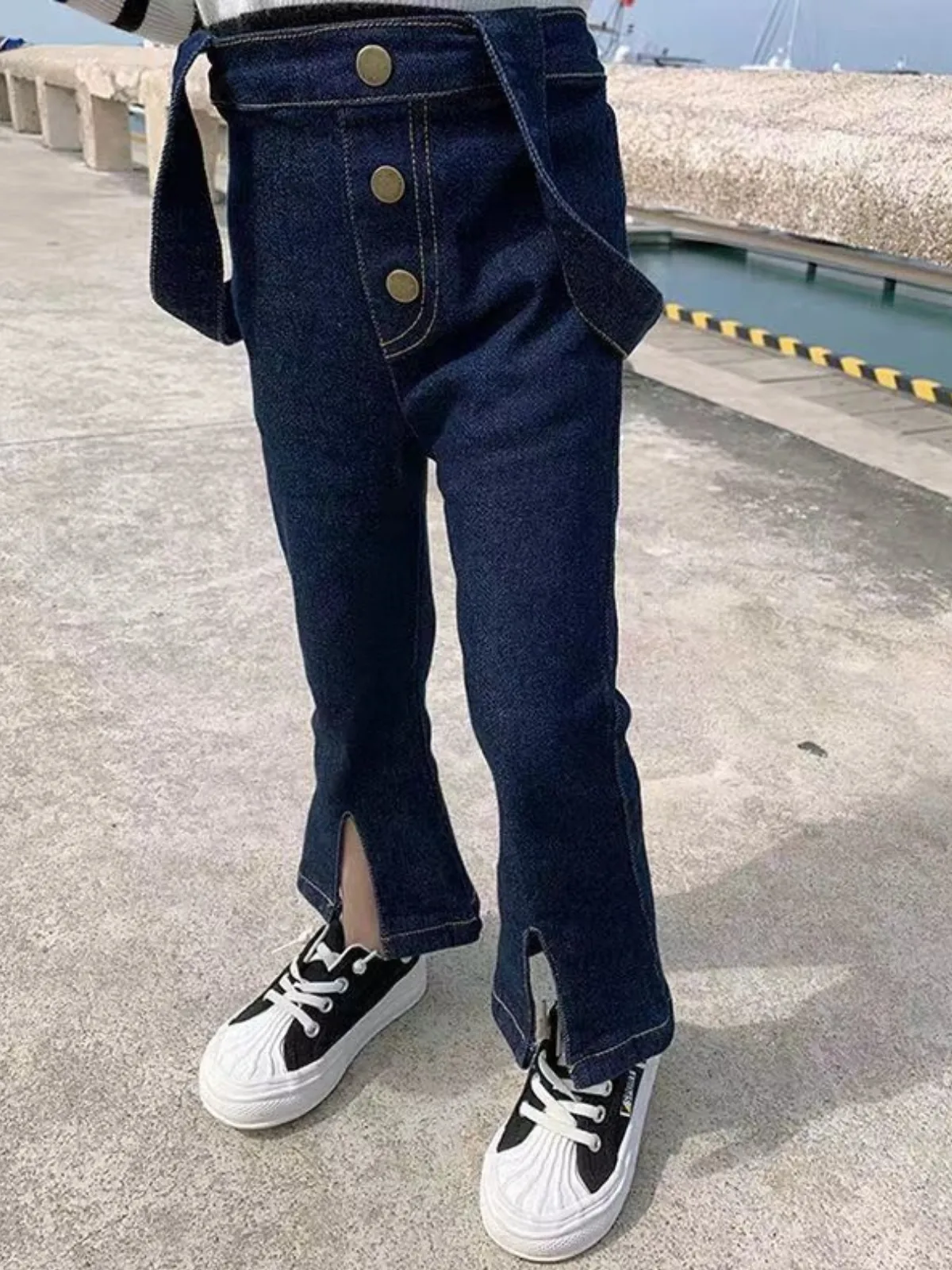 Playfully Chic Dark Blue Denim Overalls