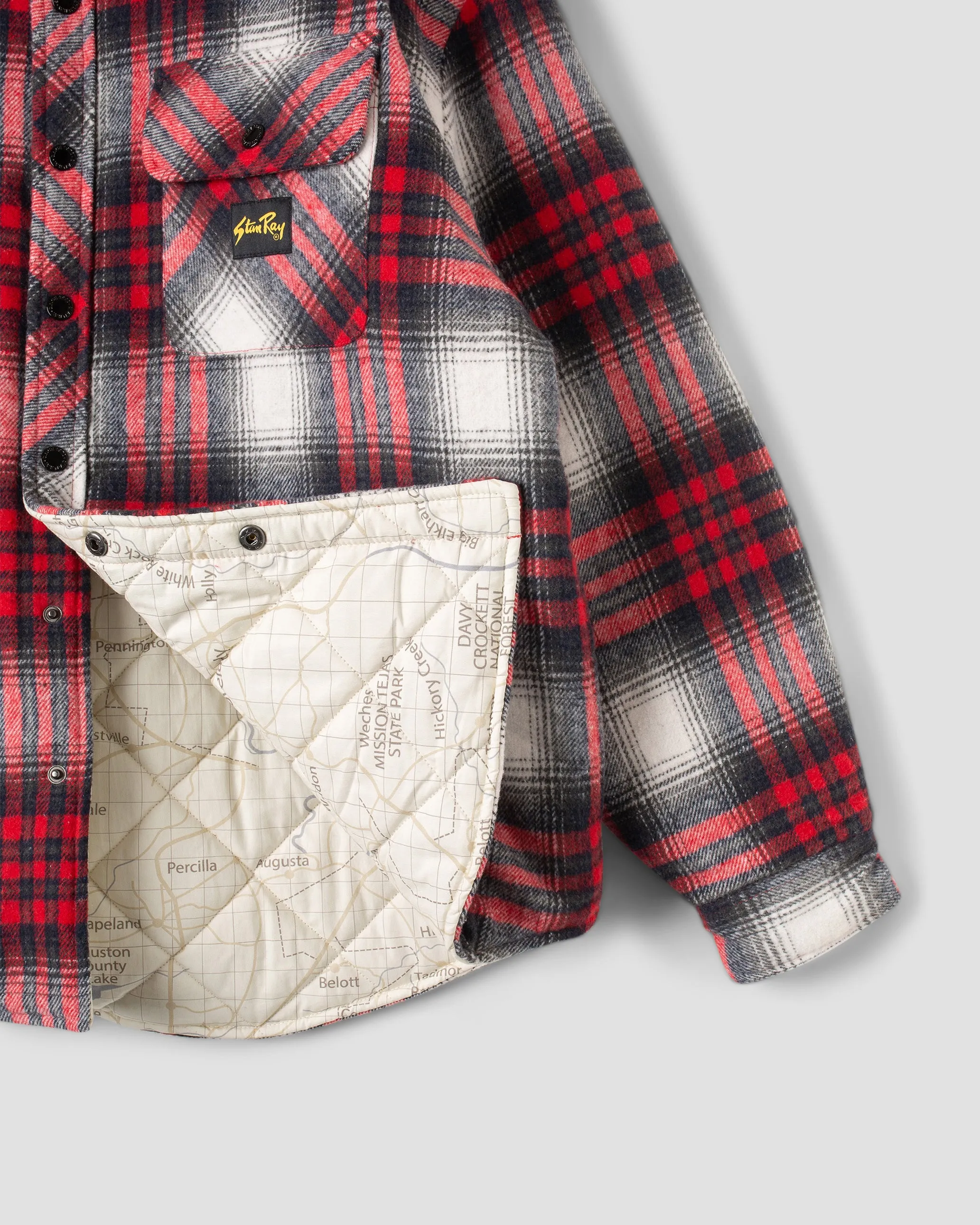 Quilted Plaid Overshirt (Red Plaid)