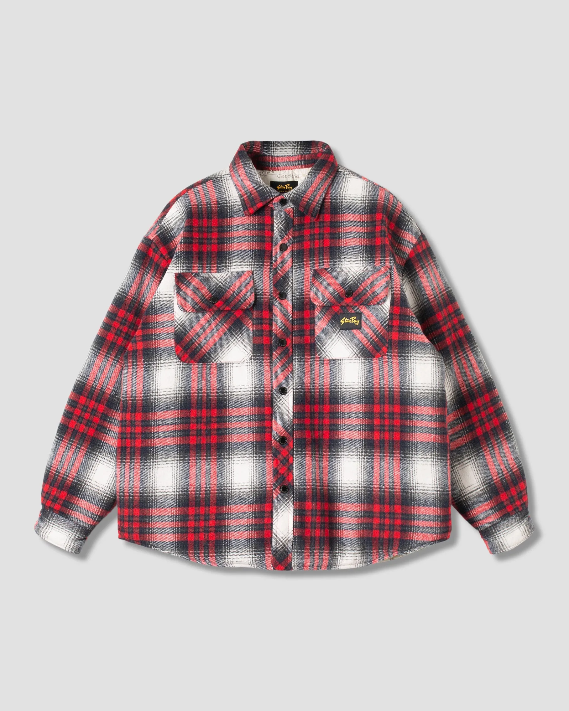 Quilted Plaid Overshirt (Red Plaid)