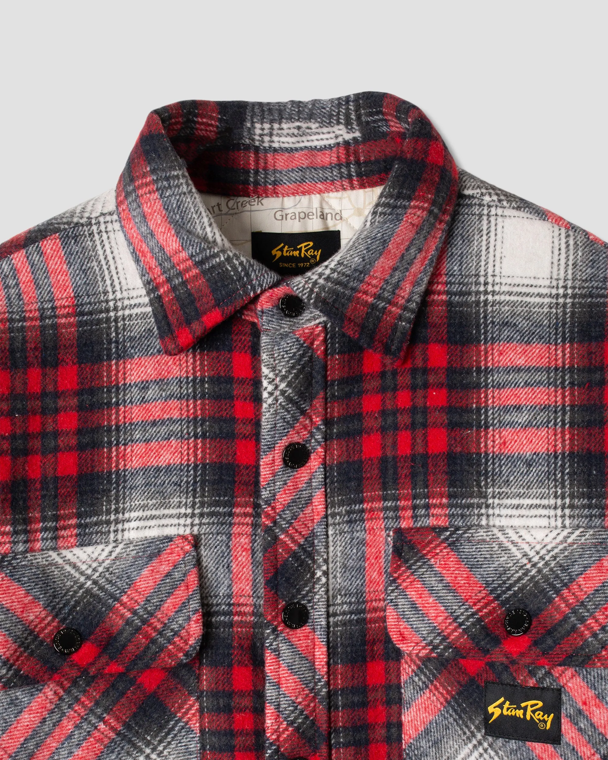 Quilted Plaid Overshirt (Red Plaid)