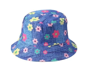 Reversible Daisy Printed Bucket Hat- Blue