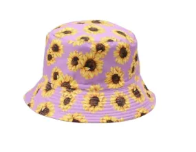 Reversible Sunflower Printed Bucket Hat- Pink