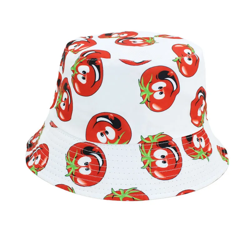 Reversible Tomatos Printed Bucket Hat