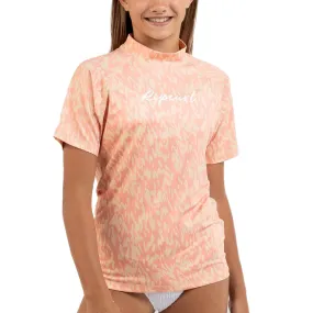 Rip Curl Kids Script Short Sleeve Rash Vest T-Shirt - Blush