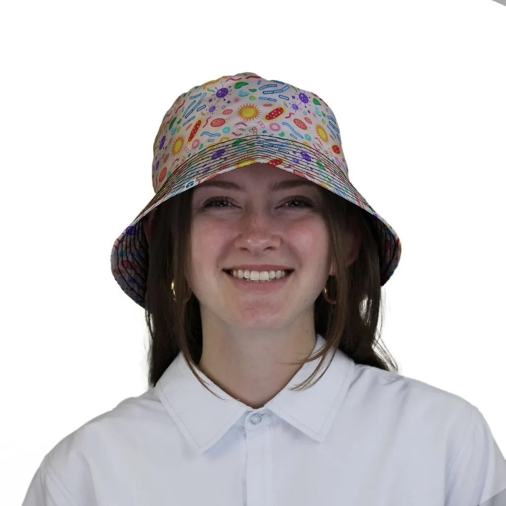 Science Detailed Microbes Pink Orange Bucket Hat