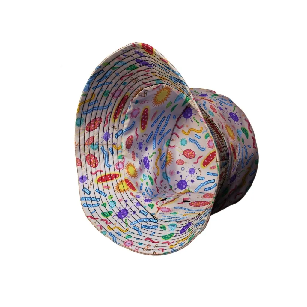 Science Detailed Microbes Pink Orange Bucket Hat