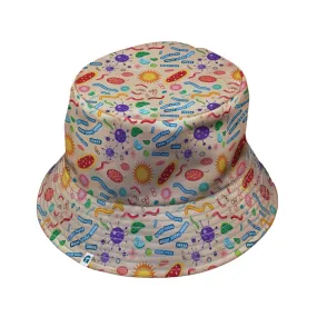 Science Detailed Microbes Pink Orange Bucket Hat