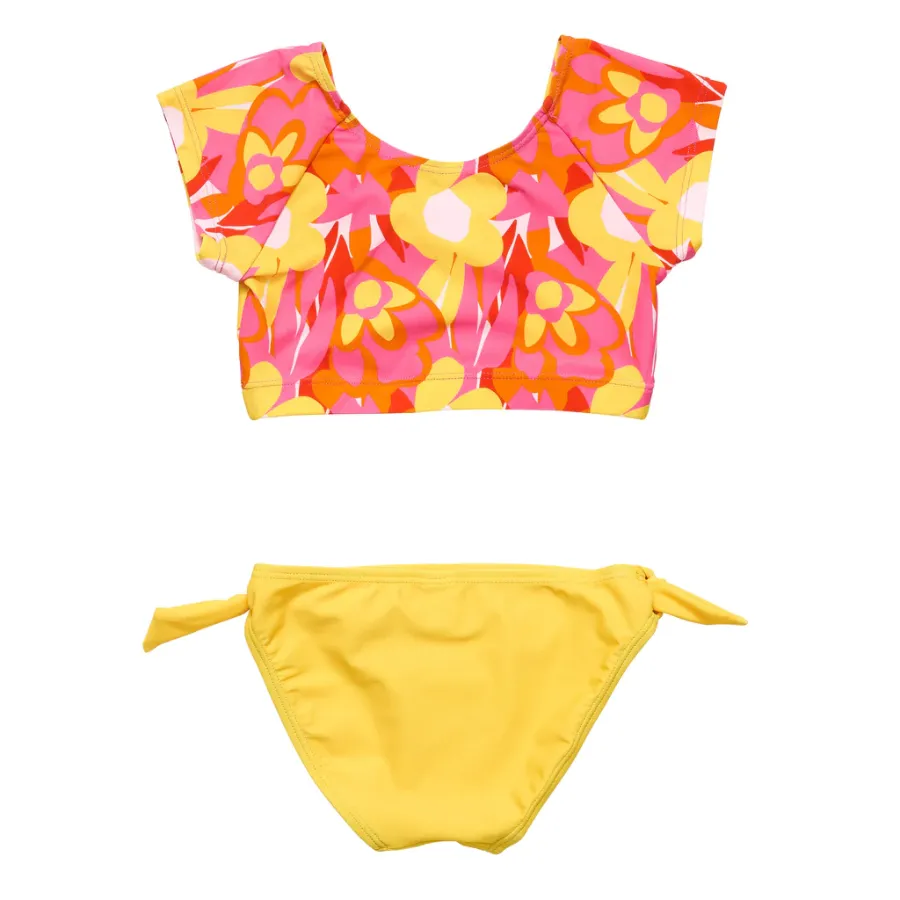 Snapper Rock Pop Of Sunshine Crop Short Sleeve Rash Top Set G18006 - Red