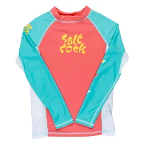 Surf Sister - Kids Long Sleeve Rashvest - Coral/Turquoise