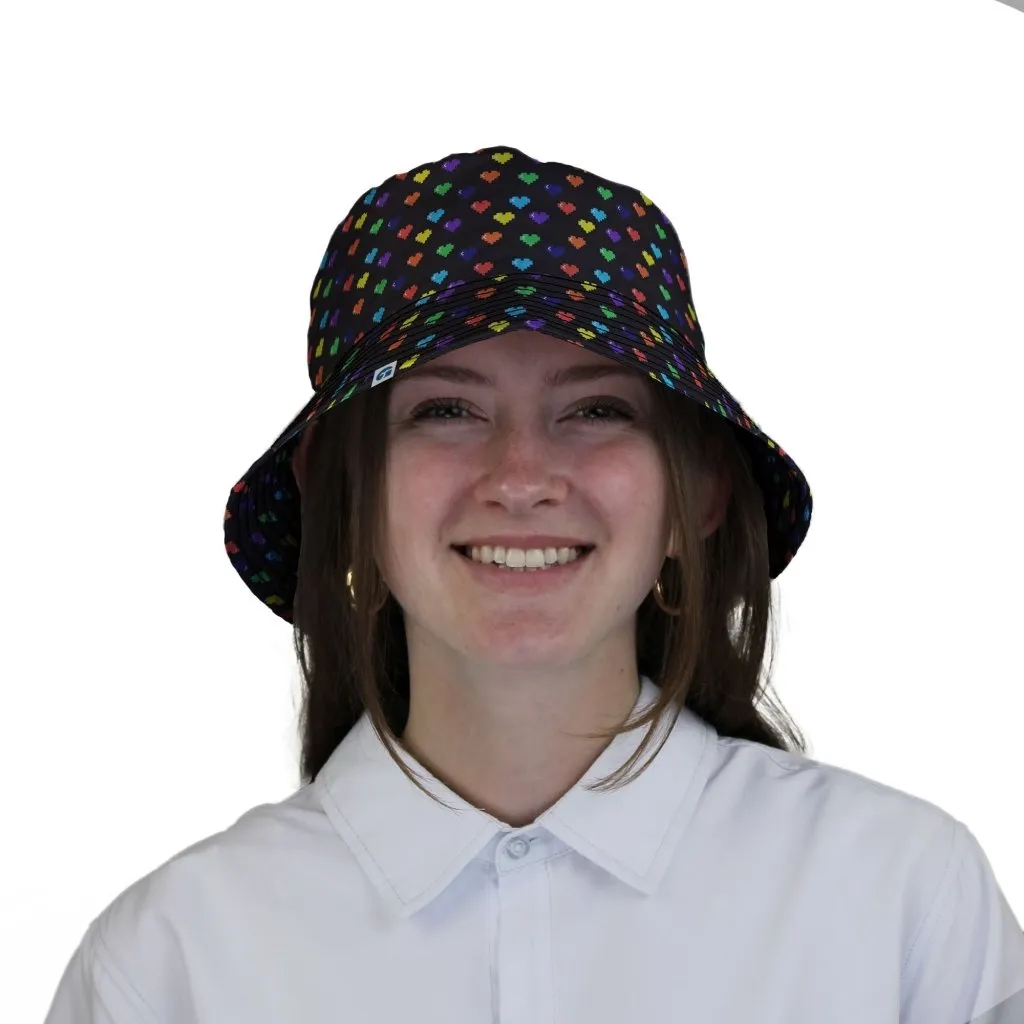 Video Game LGBTQ  Pride Hearts Bucket Hat