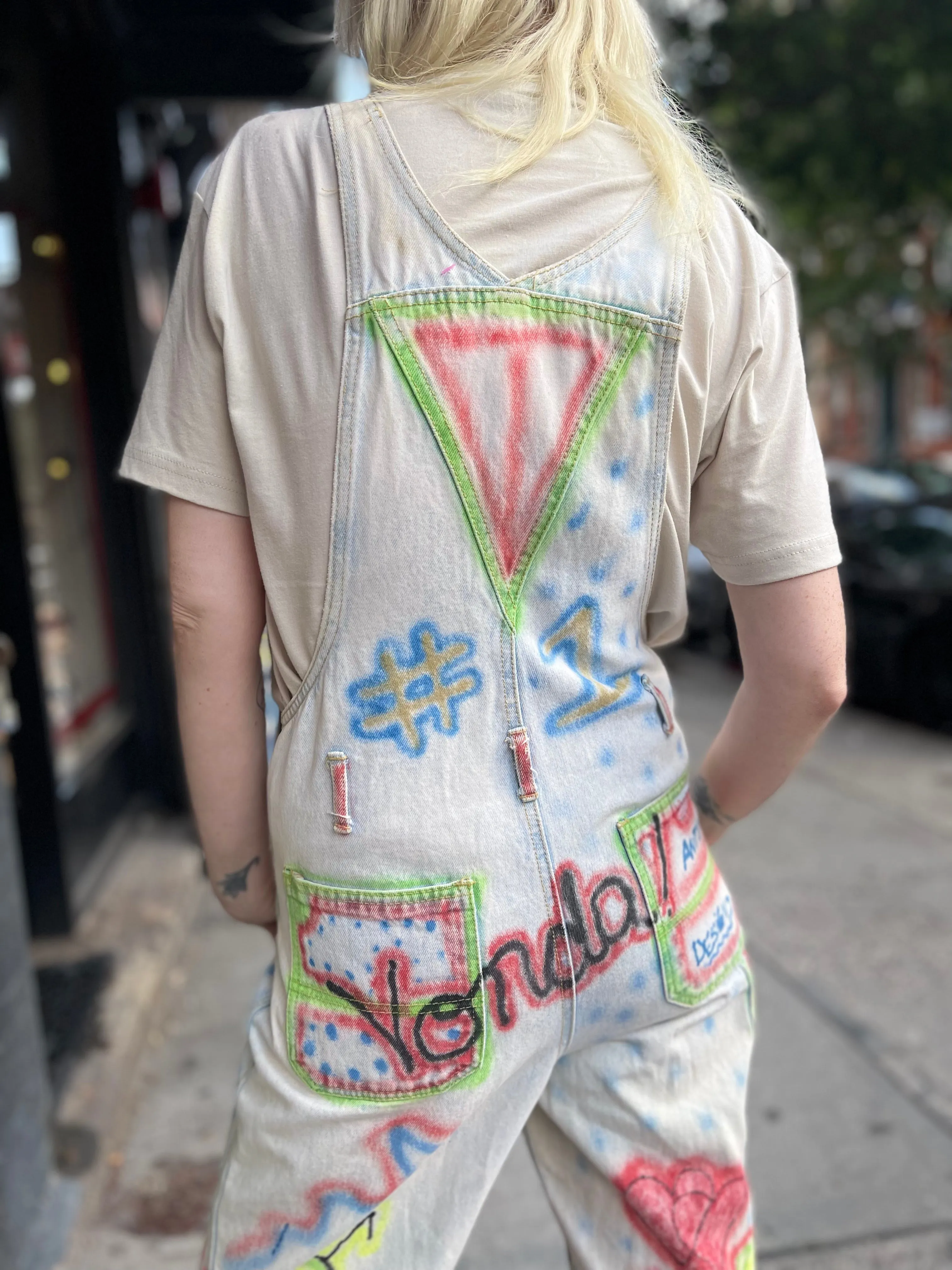 Vintage 90s Hand Illustrated Overalls