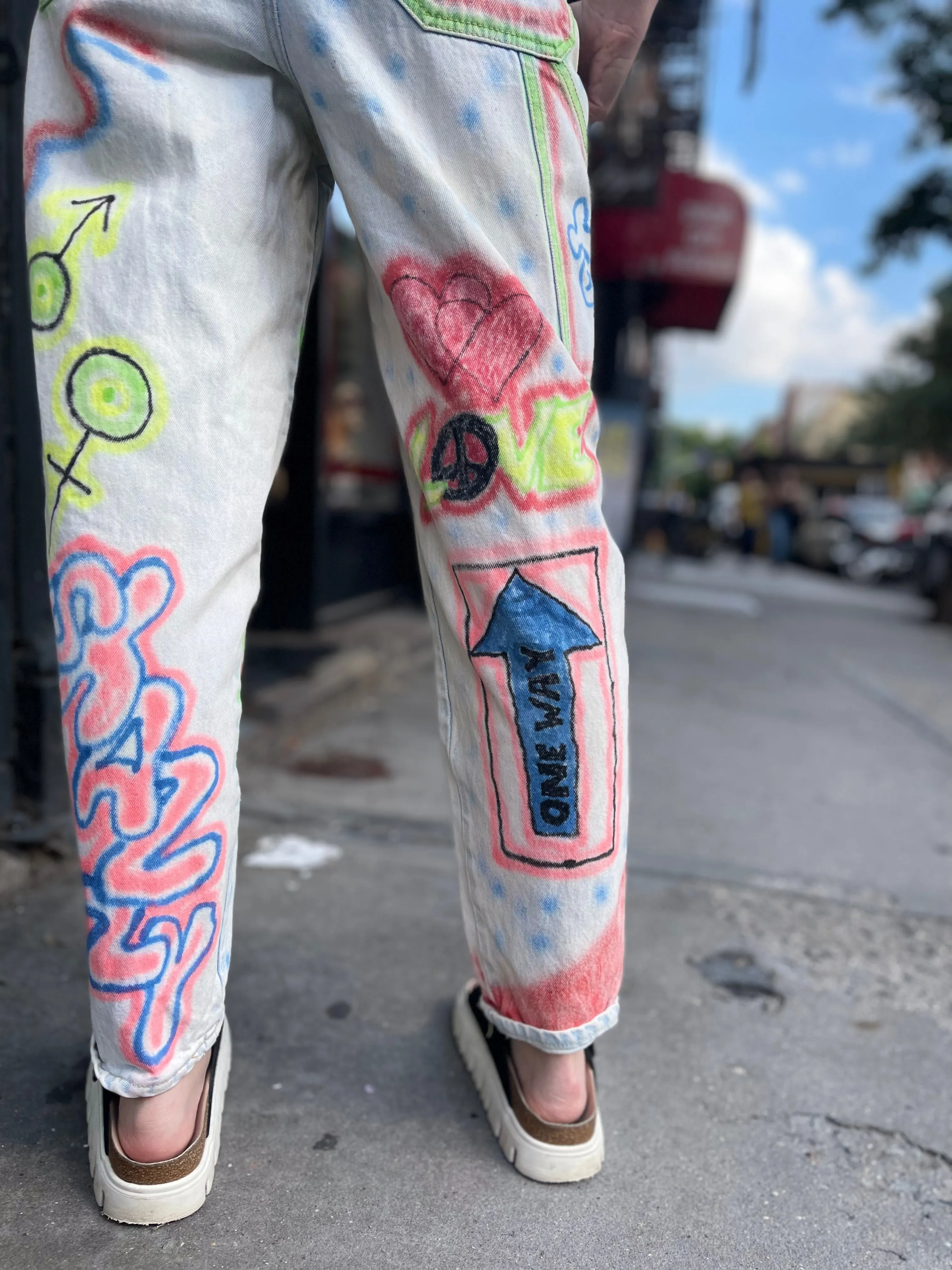 Vintage 90s Hand Illustrated Overalls